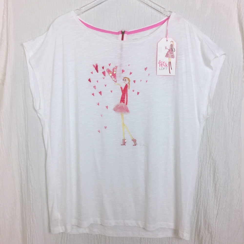 NEW NWT LOFT embellished breast cancer pink T XXL